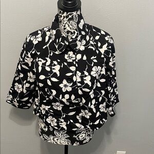 Studio Works Black and White Floral Blouse